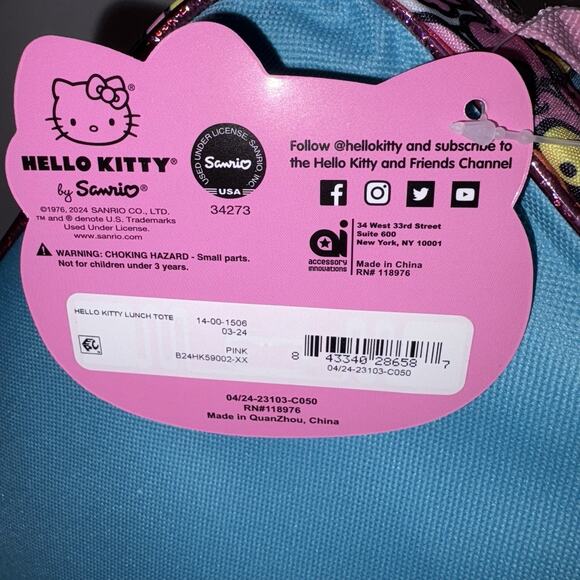 Hello Kitty Insulated Lunch Bag Softshell Sparkle Zip Around 10x8 Inch NWT - Picture 7 of 10